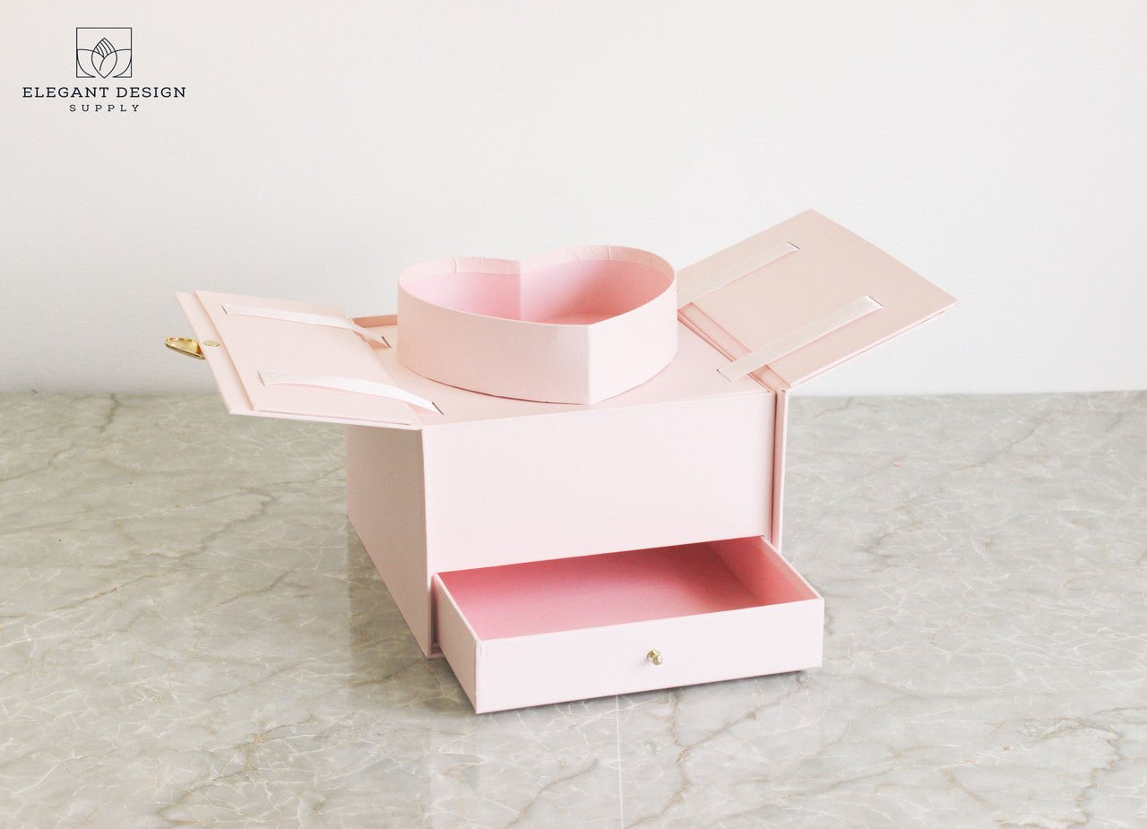 Pull - up Heart Flower Box with Drawer - Elegant Supply