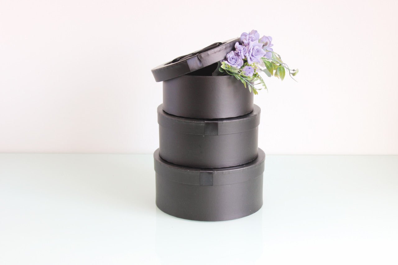 Round Flower Gift box with Clear Lid and Ribbon - Elegant Supply