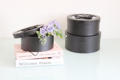 Round Flower Gift box with Clear Lid and Ribbon - Elegant Supply