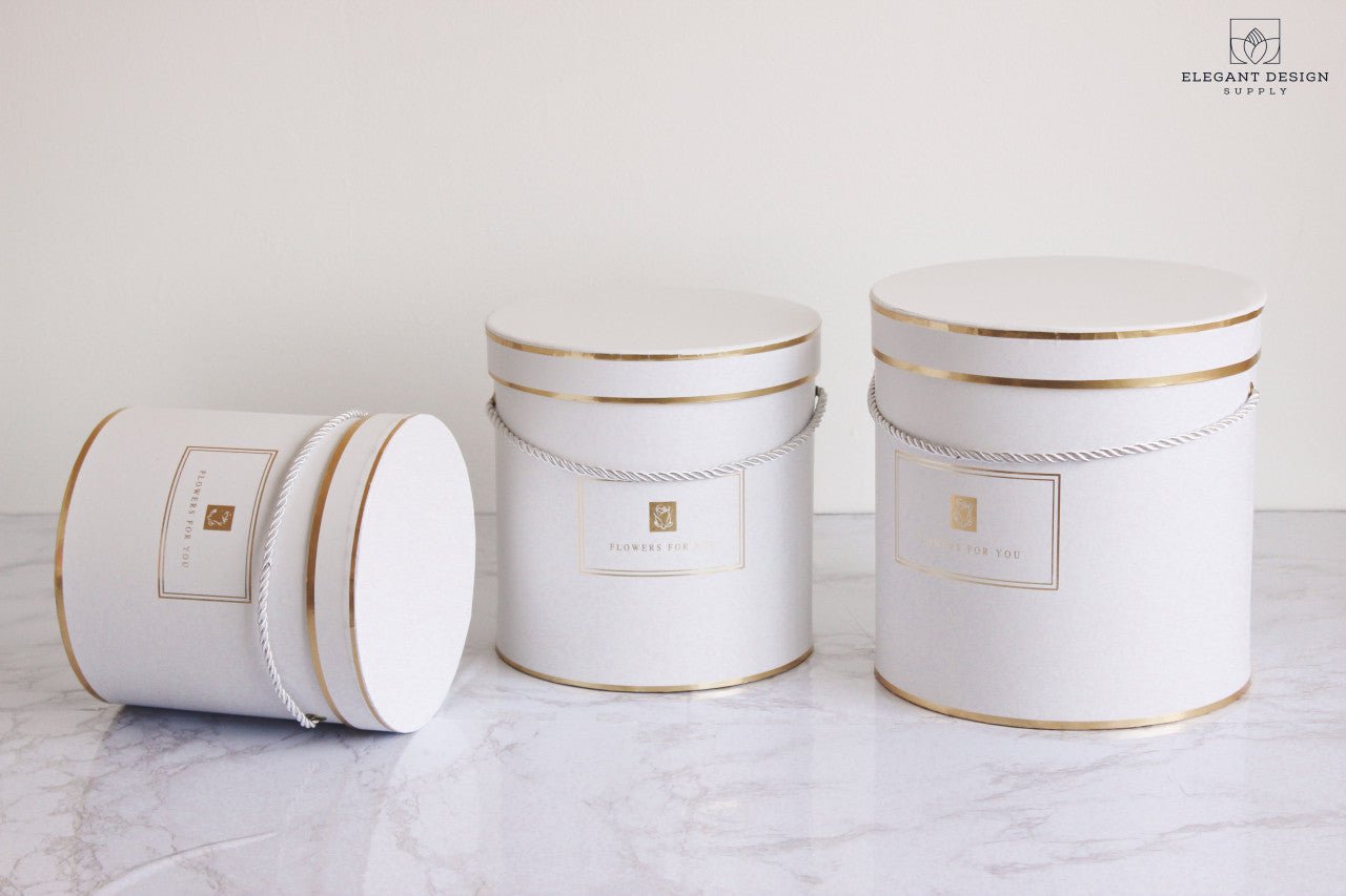 Round "Flowers for you" Hat Flower Box - Elegant Supply