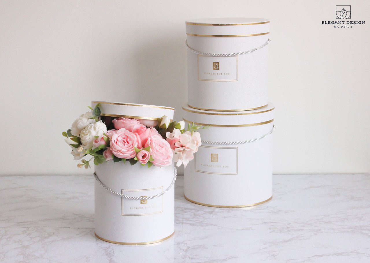 Round "Flowers for you" Hat Flower Box - Elegant Supply