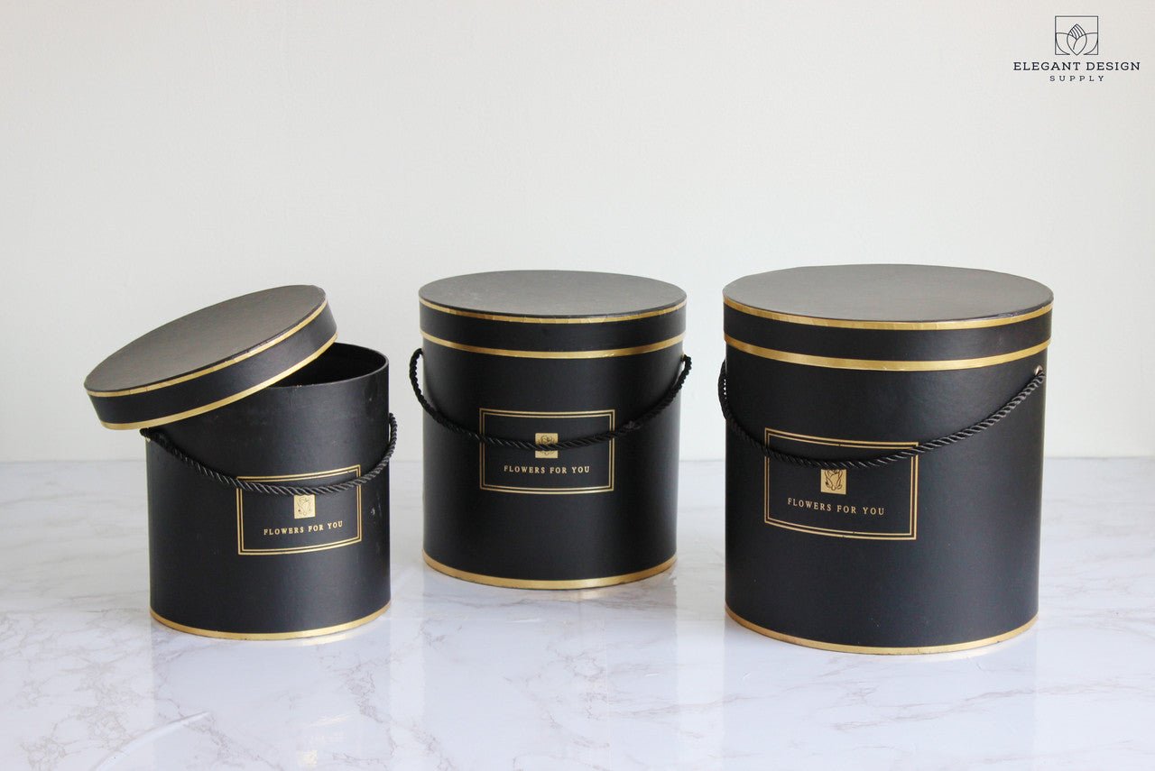 Round "Flowers for you" Hat Flower Box - Elegant Supply