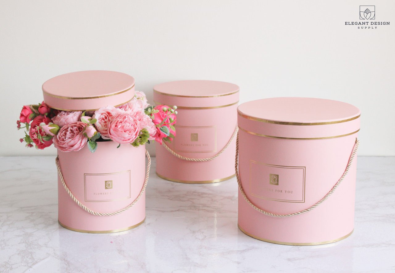 Round "Flowers for you" Hat Flower Box - Elegant Supply