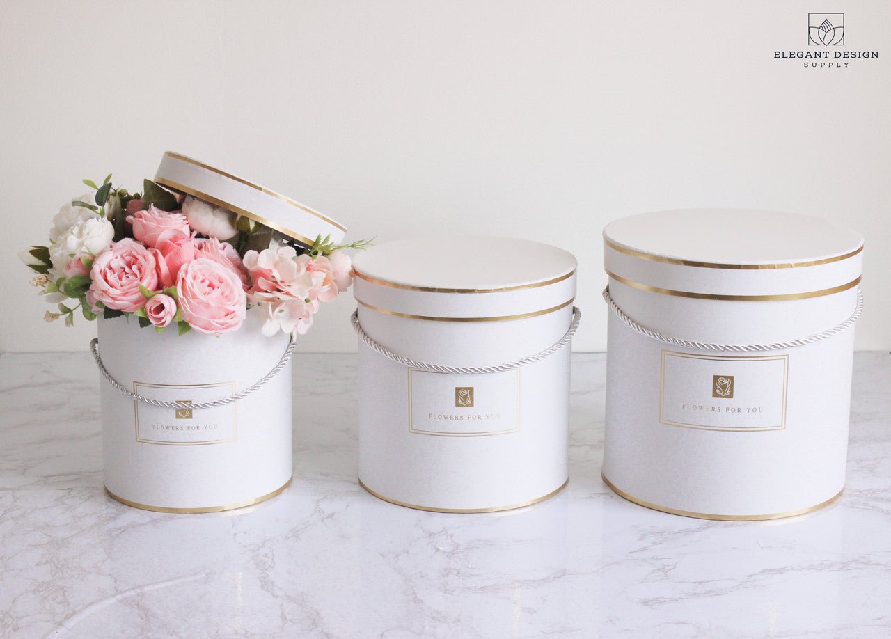 Round "Flowers for you" Hat Flower Box - Elegant Supply