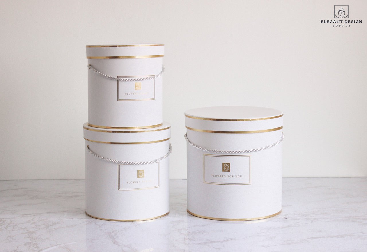 Round "Flowers for you" Hat Flower Box - Elegant Supply