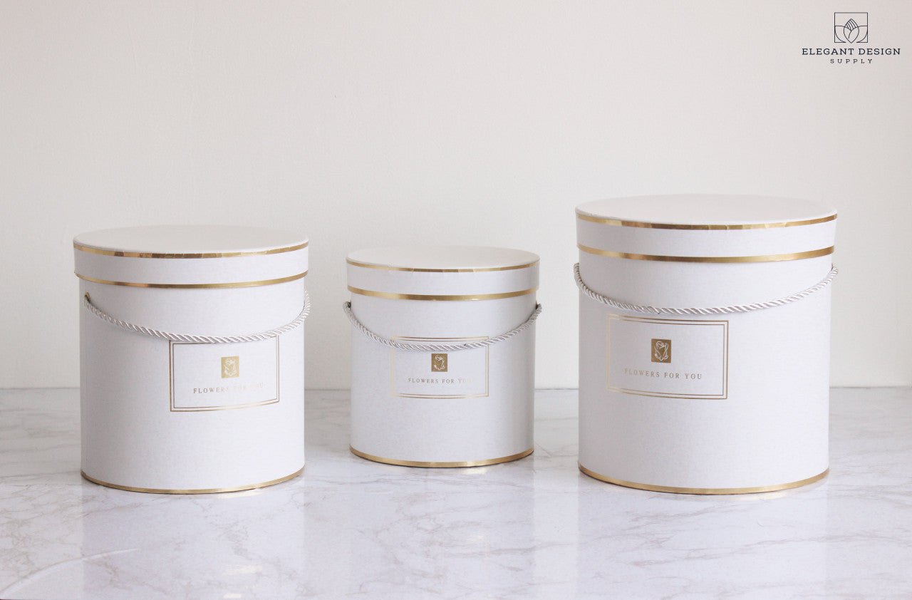 Round "Flowers for you" Hat Flower Box - Elegant Supply