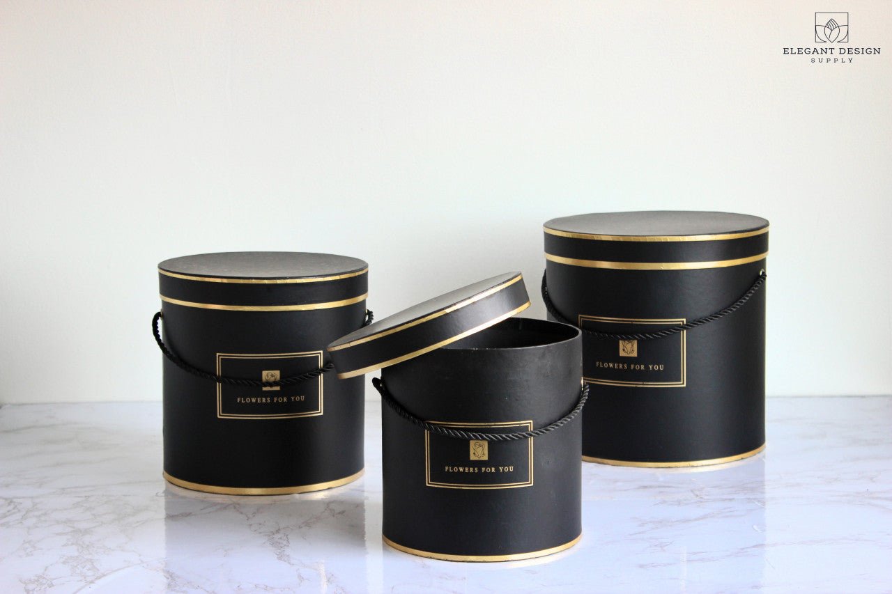 Round "Flowers for you" Hat Flower Box - Elegant Supply