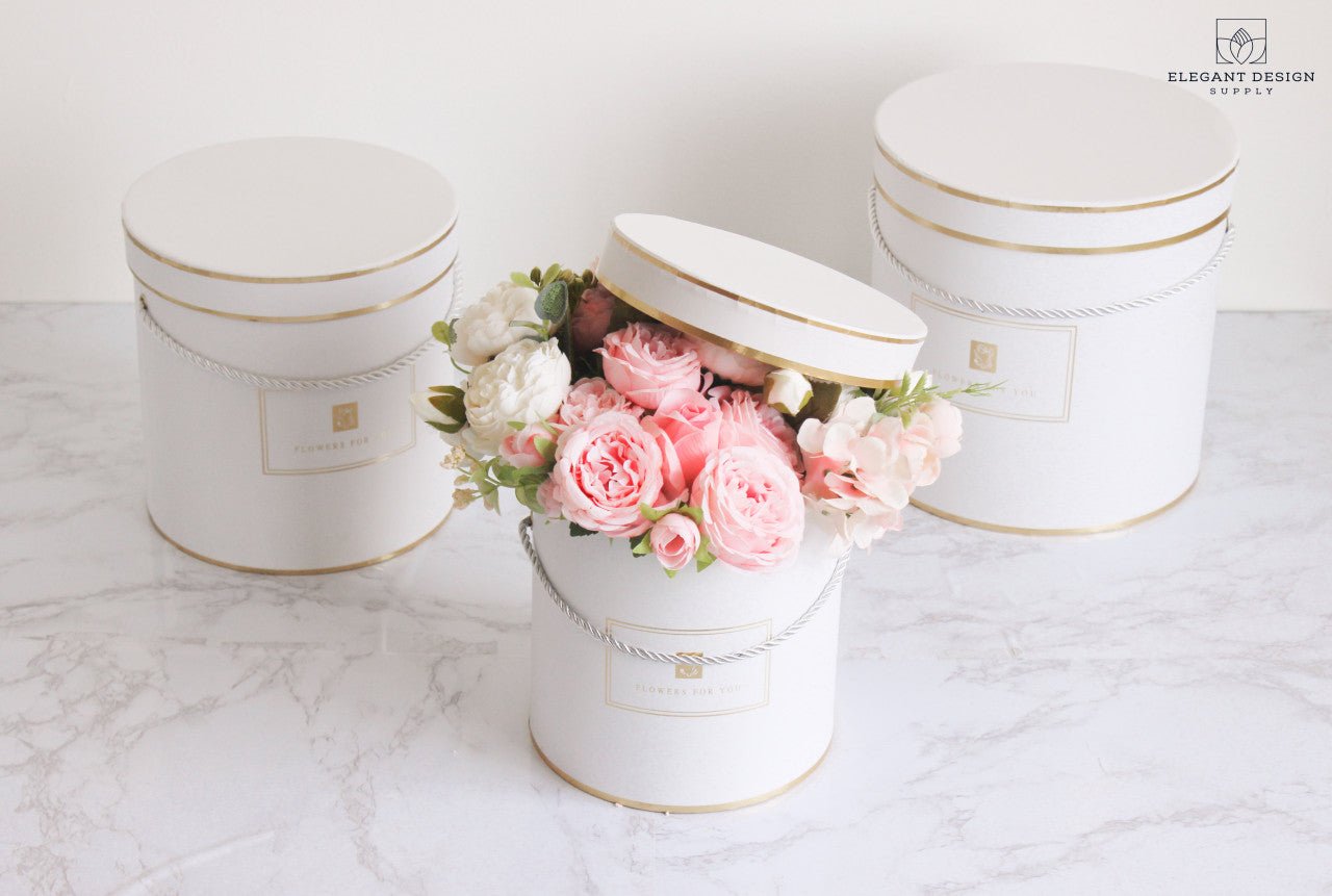 Round "Flowers for you" Hat Flower Box - Elegant Supply