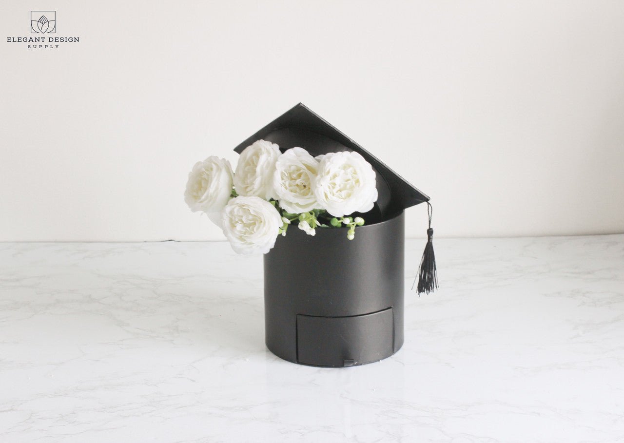 Round Graduation Hat Flower Box with Drawer - Elegant Supply