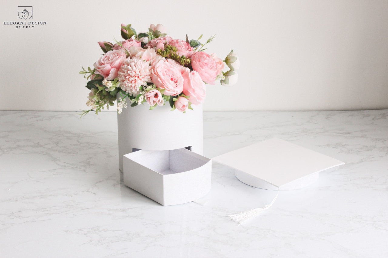 Round Graduation Hat Flower Box with Drawer - Elegant Supply