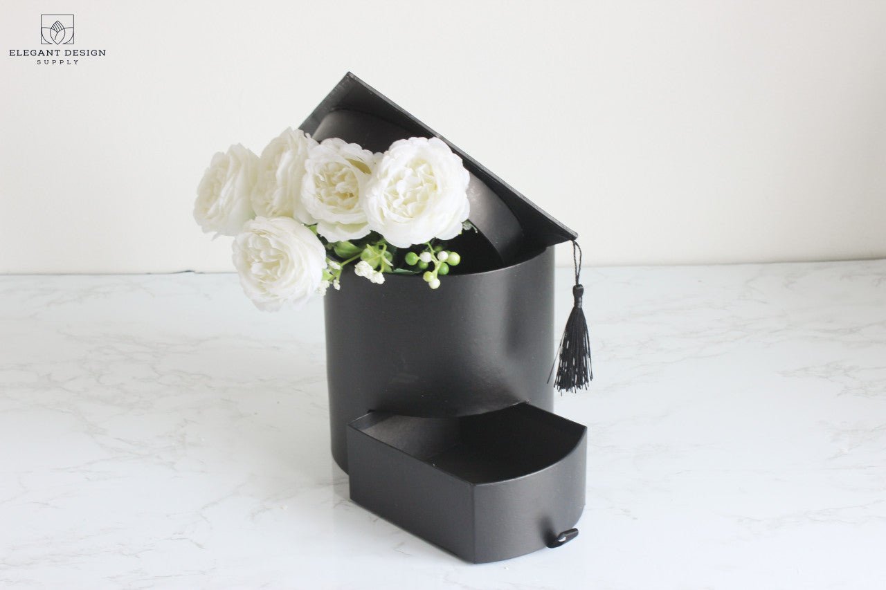 Round Graduation Hat Flower Box with Drawer - Elegant Supply