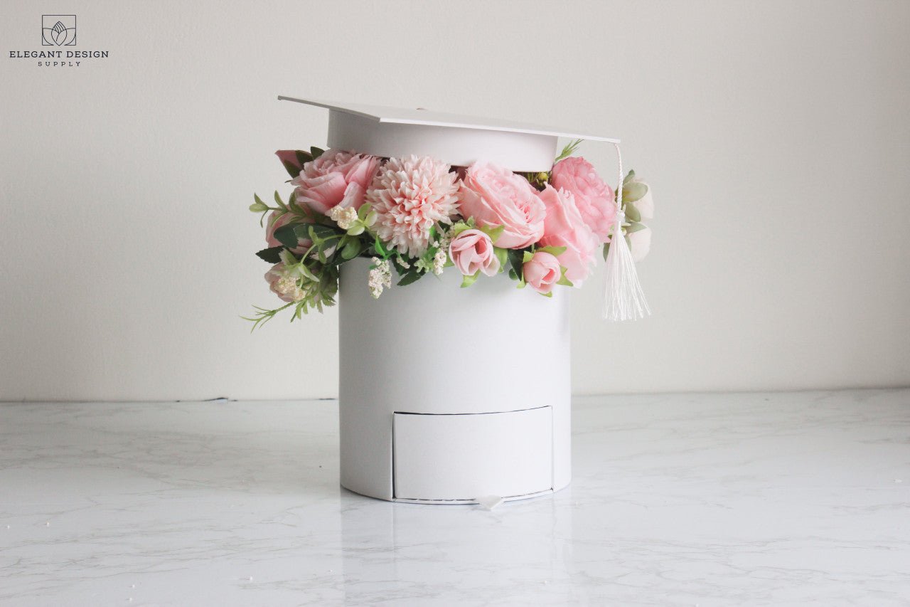 Round Graduation Hat Flower Box with Drawer - Elegant Supply