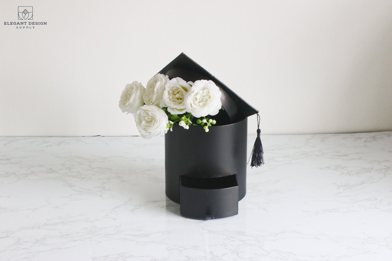 Round Graduation Hat Flower Box with Drawer - Elegant Supply