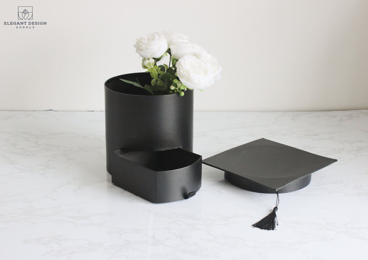 Round Graduation Hat Flower Box with Drawer - Elegant Supply