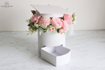 Round Graduation Hat Flower Box with Drawer - Elegant Supply