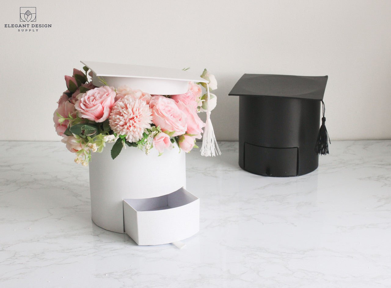 Round Graduation Hat Flower Box with Drawer - Elegant Supply
