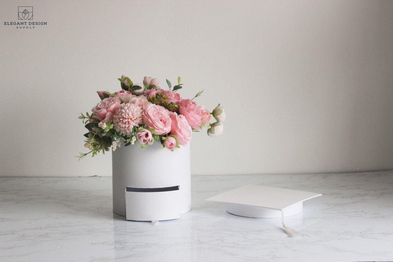 Round Graduation Hat Flower Box with Drawer - Elegant Supply