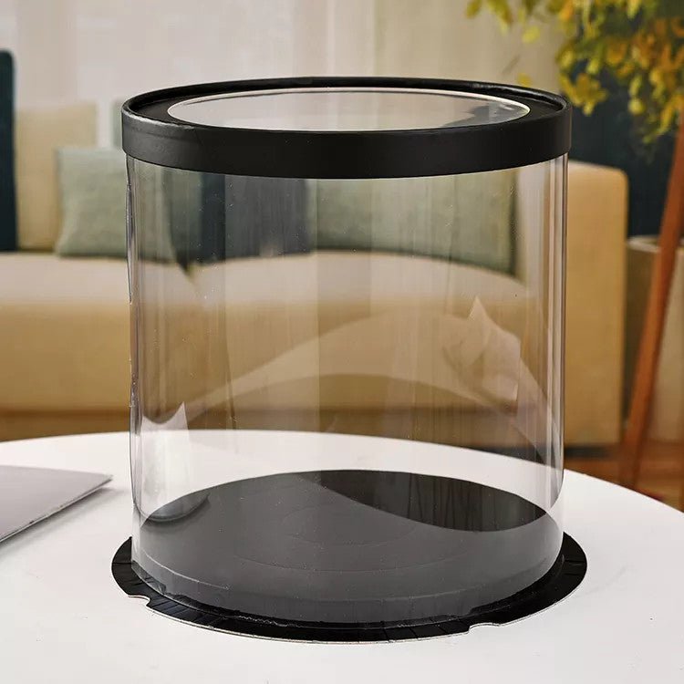Round Tall Transparent Clear Box with base and CLEAR Lid - Elegant Supply