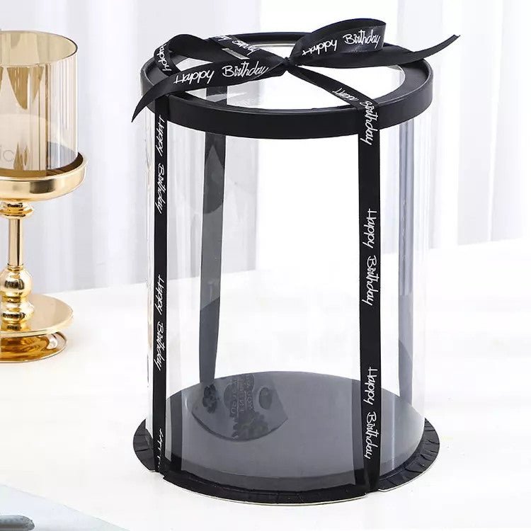 Round Tall Transparent Clear Box with base and CLEAR Lid - Elegant Supply