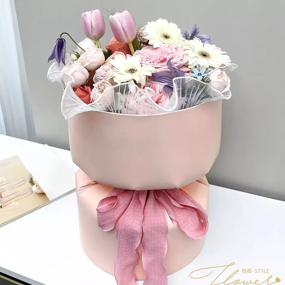 Solid Color DIY Circular Flower Bouquet Wrapping Paper (4 sets/bag) - Elegant Supply