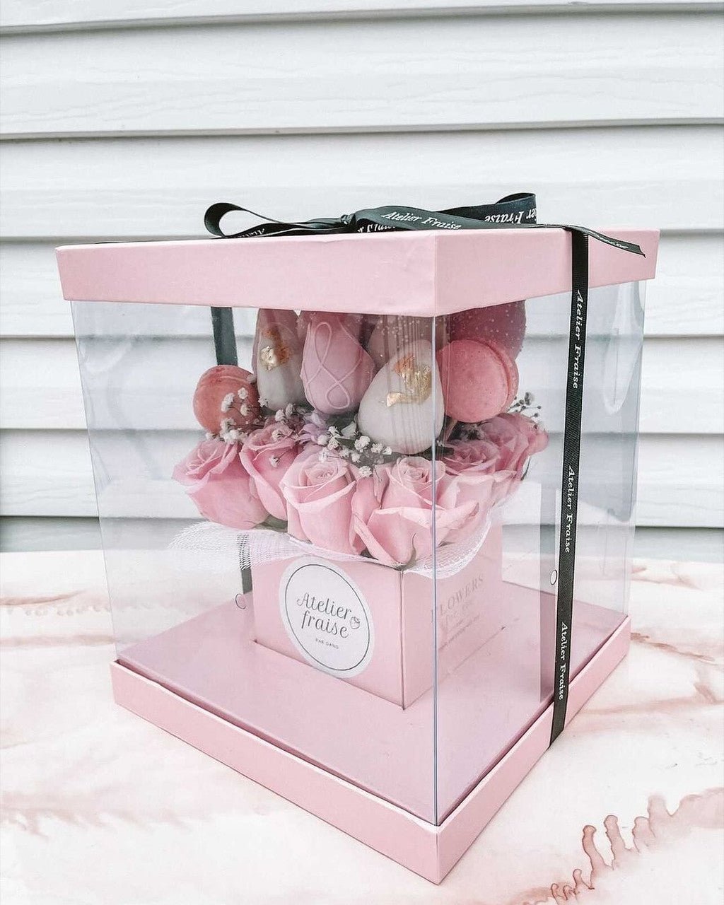 Square Clear Transparent PVC Flower Box with Lid and Base - Elegant Supply