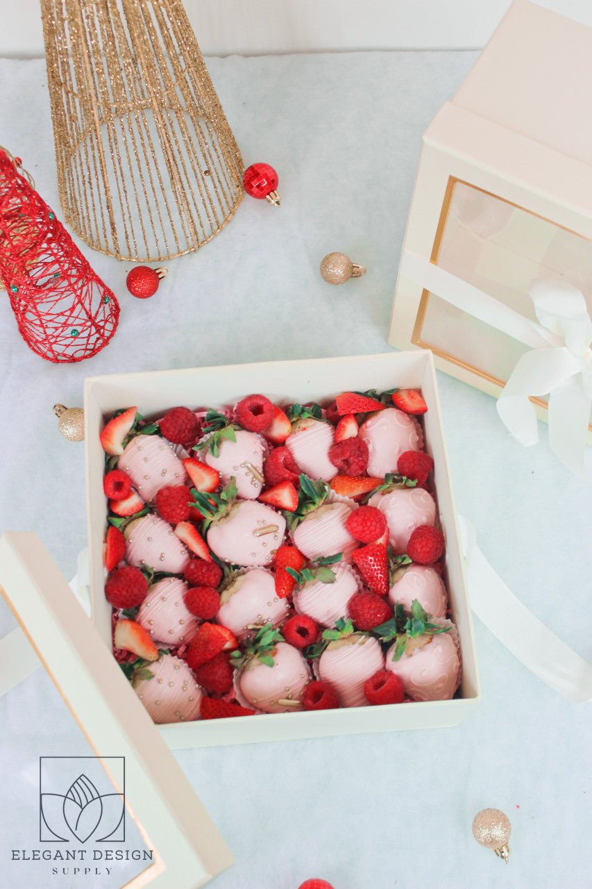 Square Gift Box with Clear Lid and Ribbon - Elegant Supply