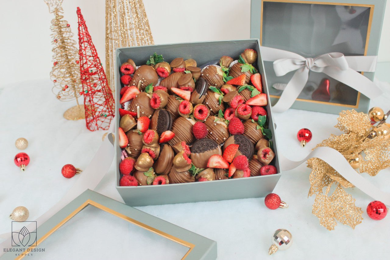 Square Gift Box with Clear Lid and Ribbon - Elegant Supply