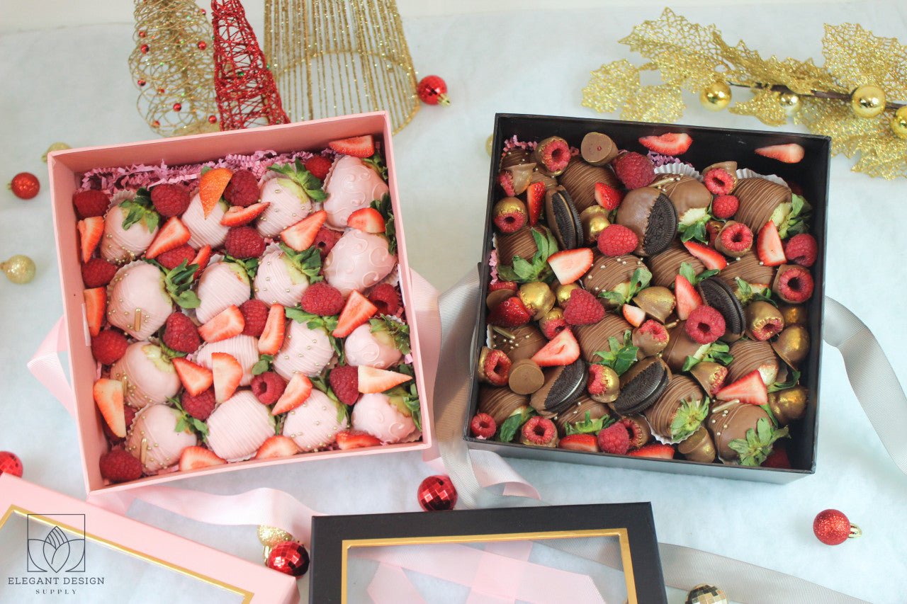 Square Gift Box with Clear Lid and Ribbon - Elegant Supply