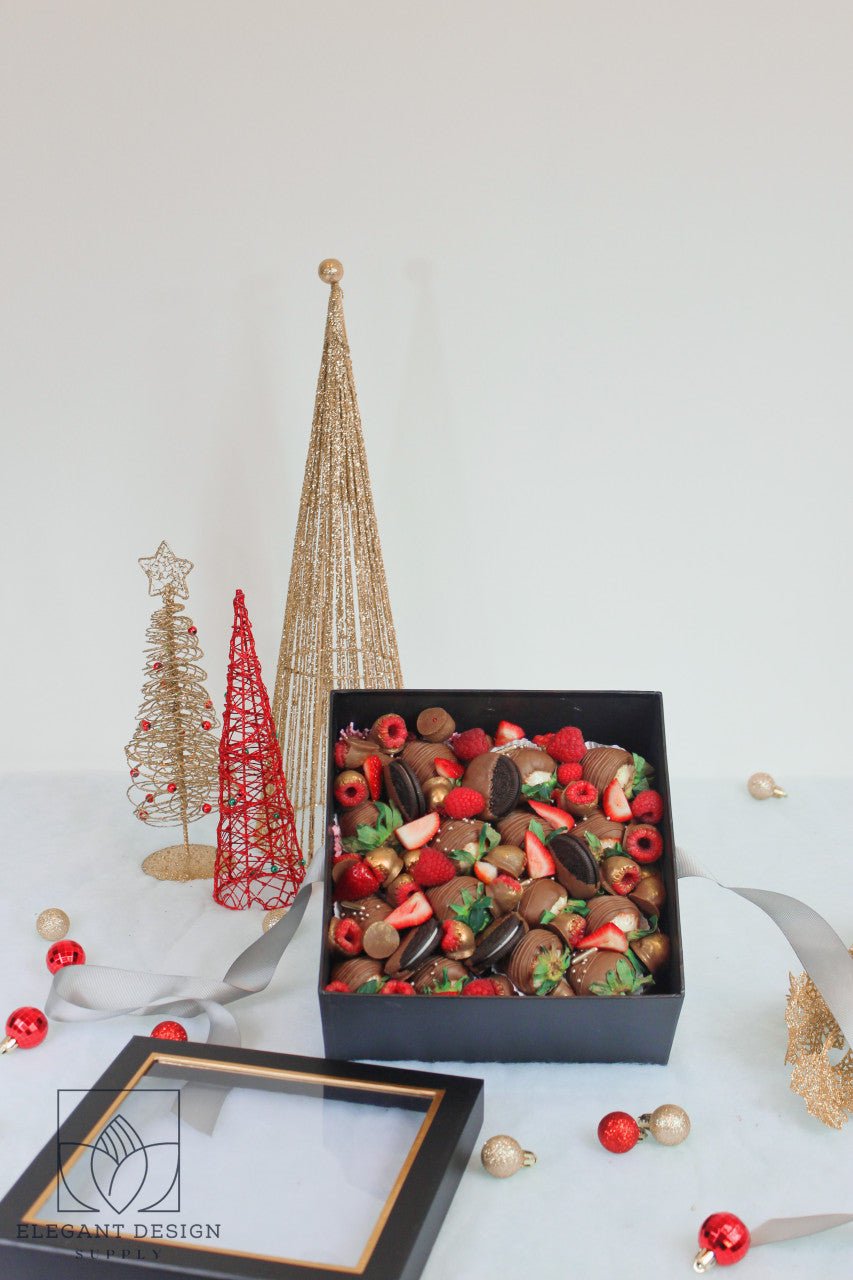 Square Gift Box with Clear Lid and Ribbon - Elegant Supply