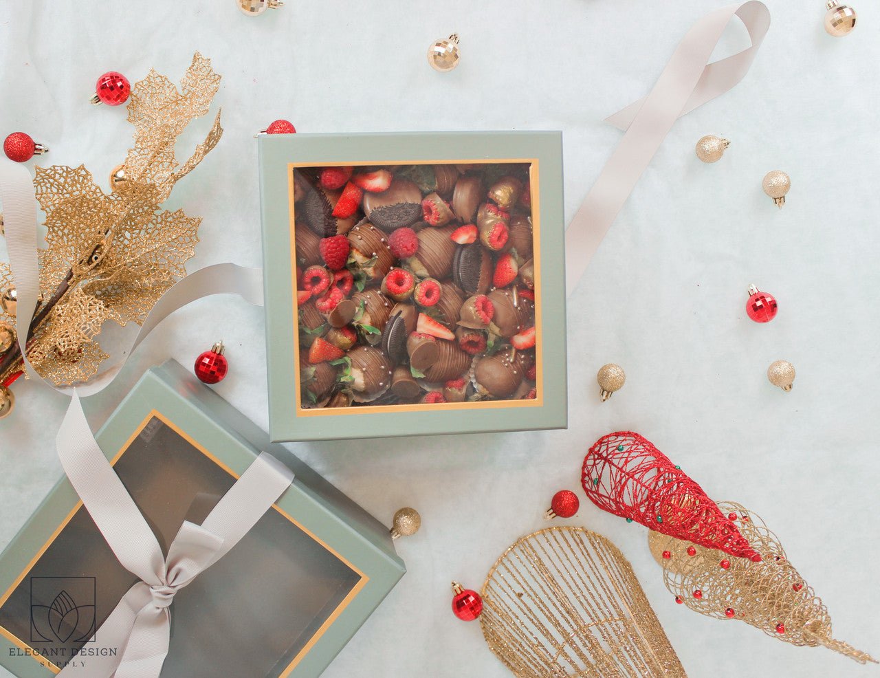 Square Gift Box with Clear Lid and Ribbon - Elegant Supply