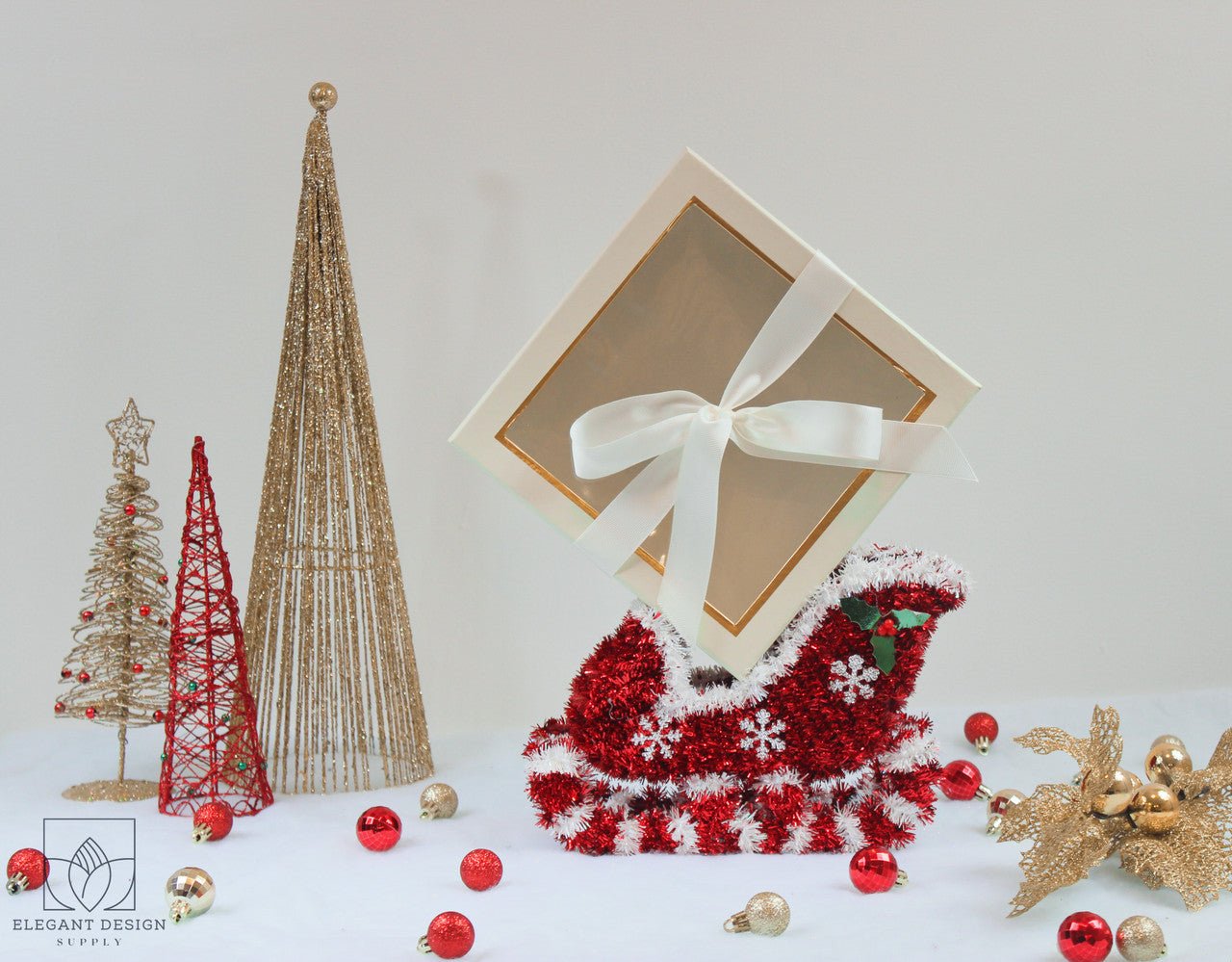 Square Gift Box with Clear Lid and Ribbon - Elegant Supply