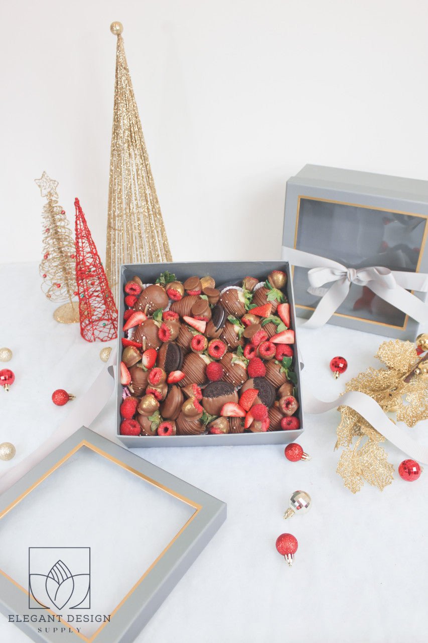 Square Gift Box with Clear Lid and Ribbon - Elegant Supply