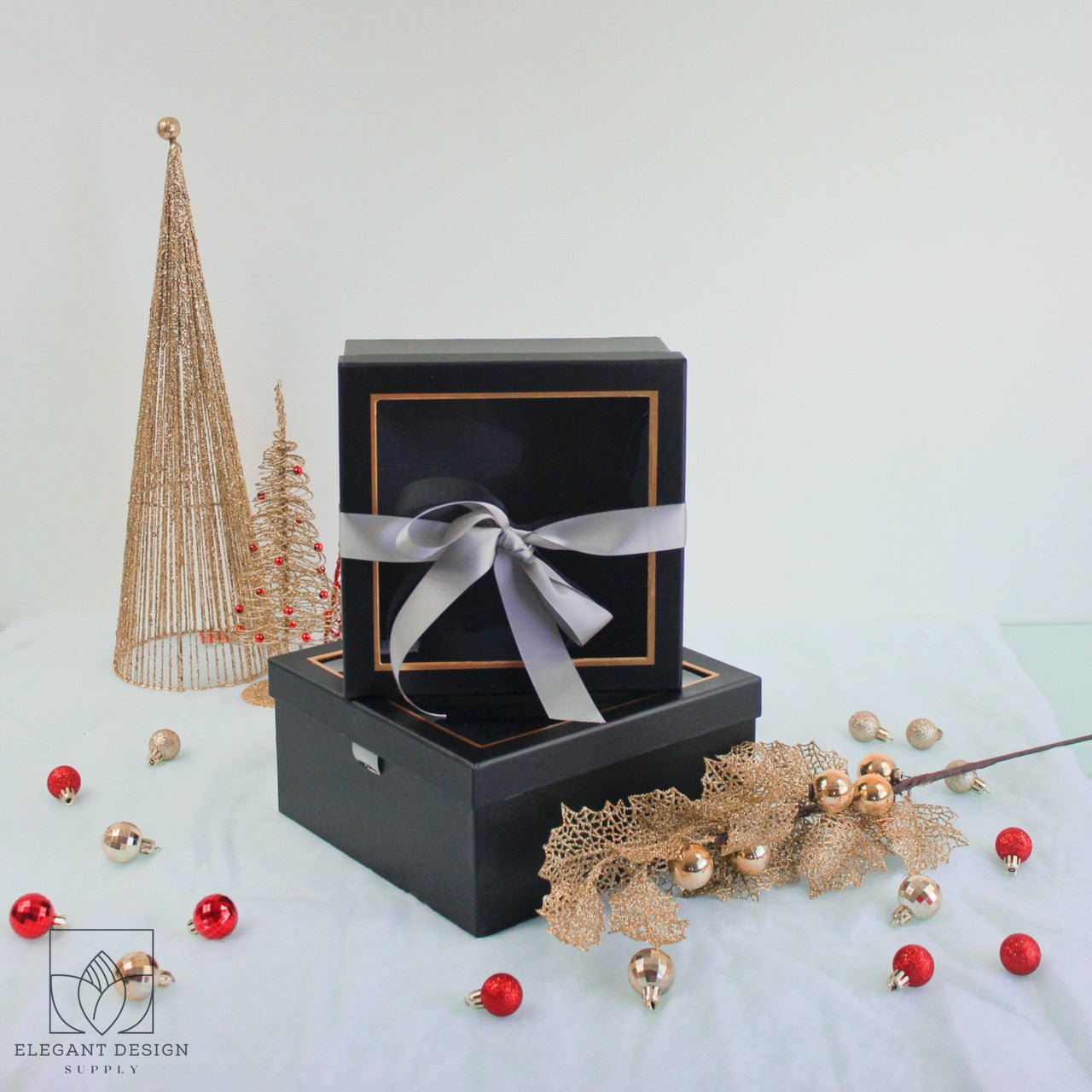 Square Gift Box with Clear Lid and Ribbon - Elegant Supply