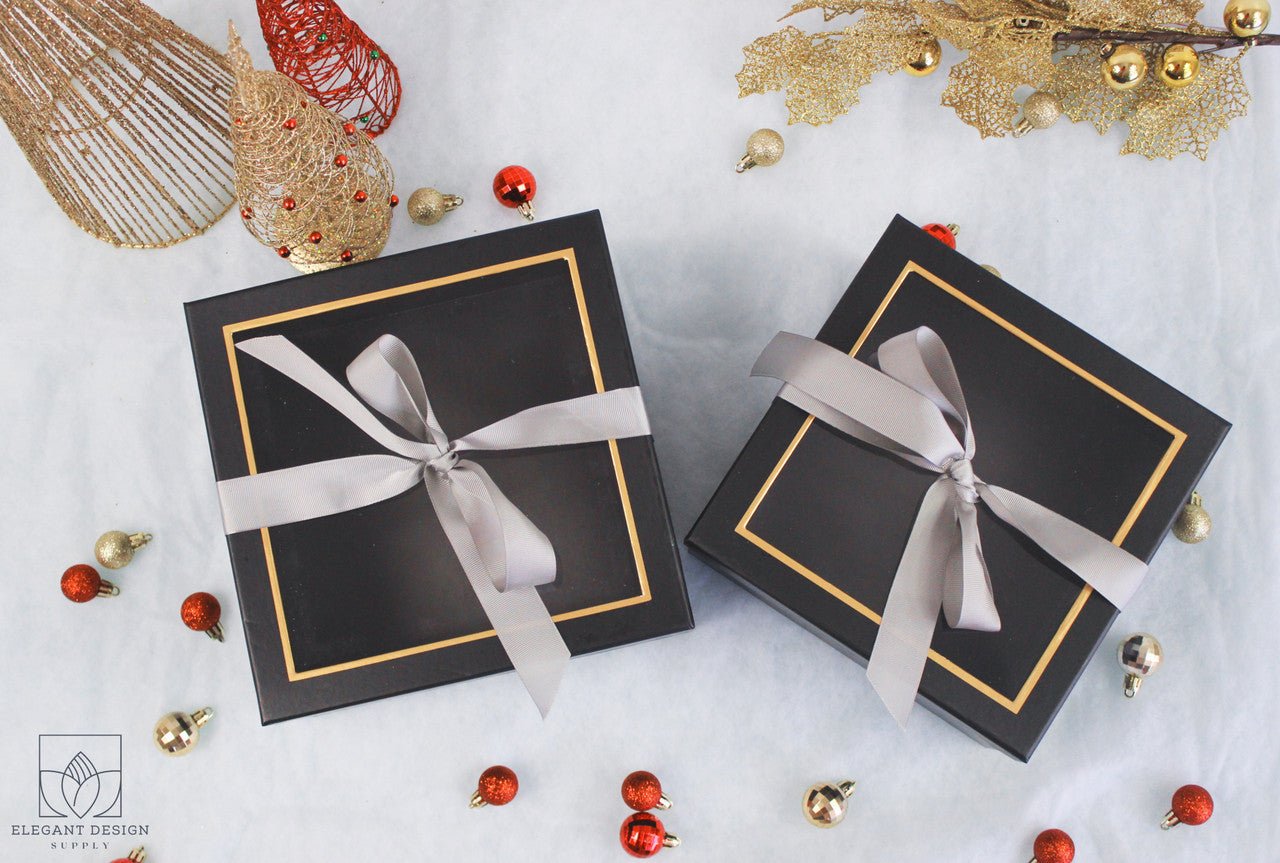 Square Gift Box with Clear Lid and Ribbon - Elegant Supply