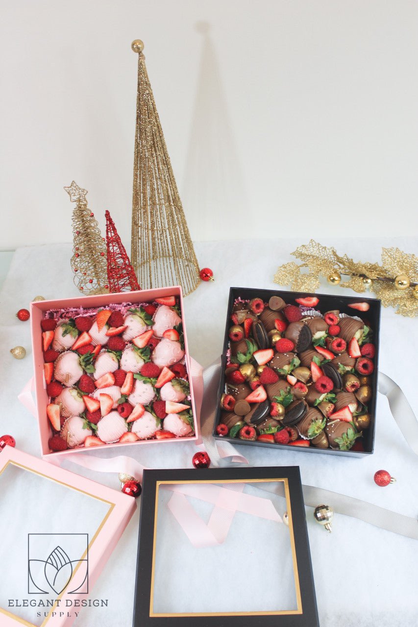 Square Gift Box with Clear Lid and Ribbon - Elegant Supply