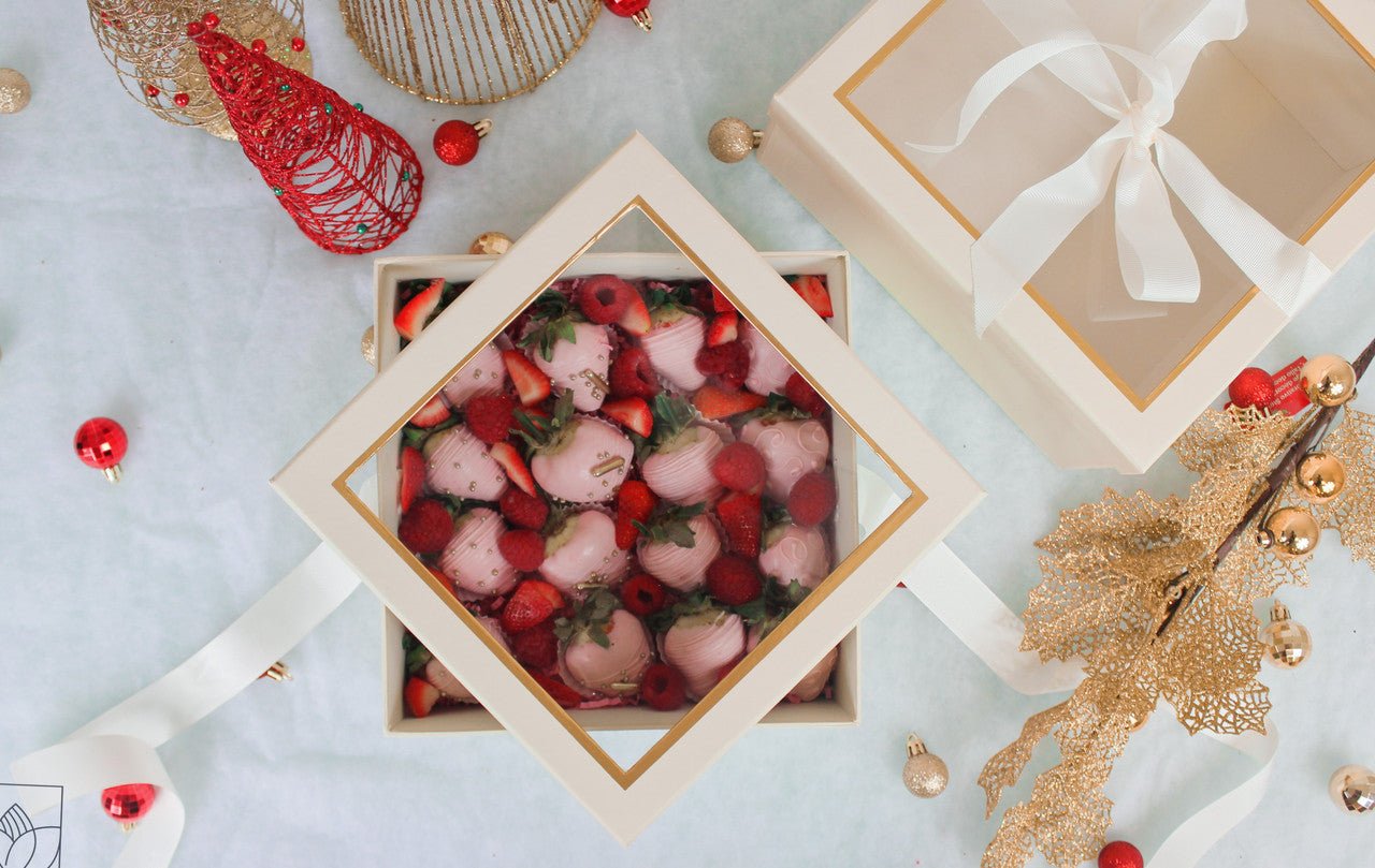 Square Gift Box with Clear Lid and Ribbon - Elegant Supply