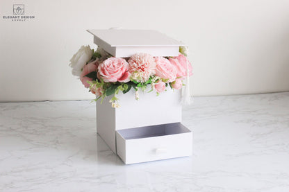 Square Graduation Hat Flower Box with Drawer - Elegant Supply