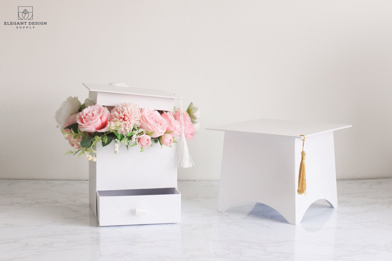 Square Graduation Hat Flower Box with Drawer - Elegant Supply