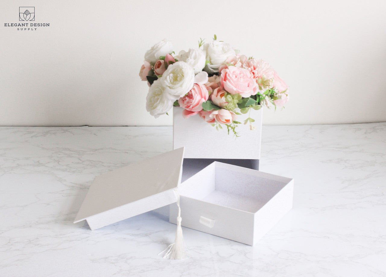 Square Graduation Hat Flower Box with Drawer - Elegant Supply