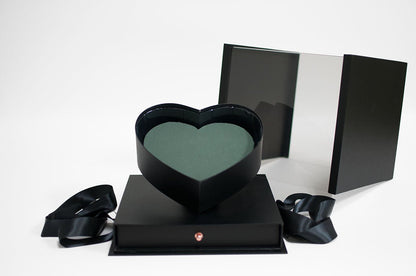 Square PVC Flower Box with Tilted Heart and Drawer - Elegant Supply