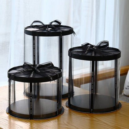 Tall Round Clear Box with Base and Lid - Elegant Supply
