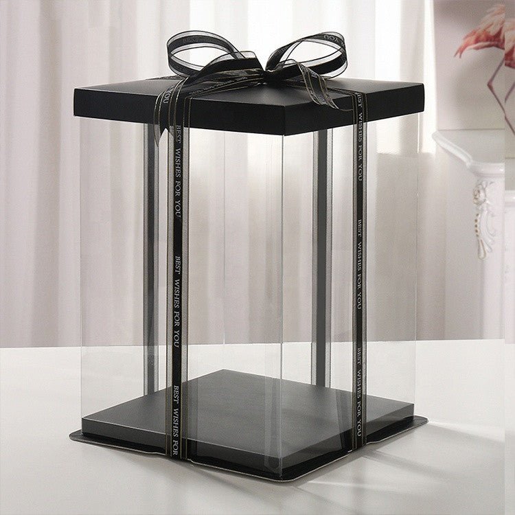 Tall Square Transparent Clear Box with Base and Lid - Elegant Supply