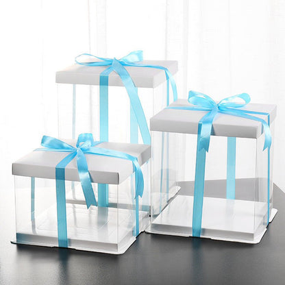 Tall Square Transparent Clear Box with Base and Lid - Elegant Supply