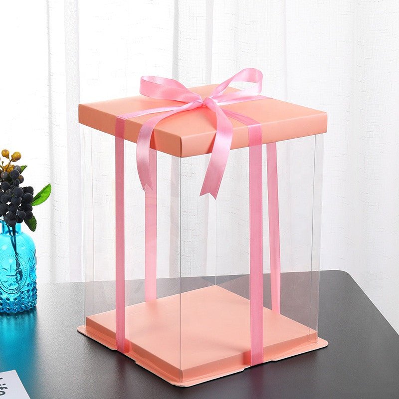 Tall Square Transparent Clear Box with Base and Lid - Elegant Supply