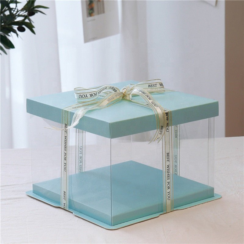 Tall Square Transparent Clear Box with Base and Lid - Elegant Supply