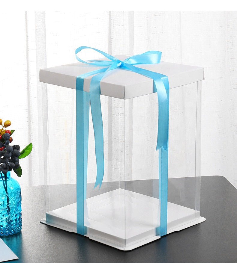 Tall Square Transparent Clear Box with Base and Lid - Elegant Supply