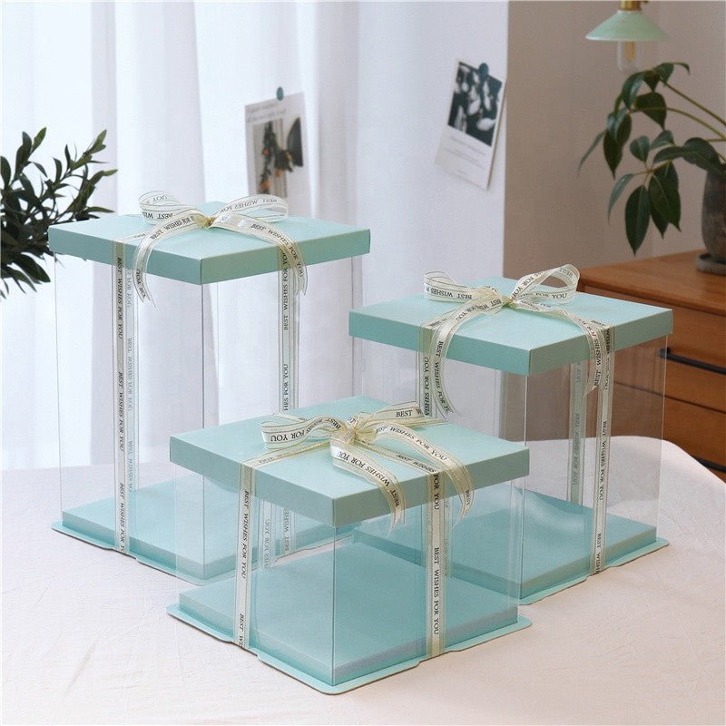 Tall Square Transparent Clear Box with Base and Lid - Elegant Supply