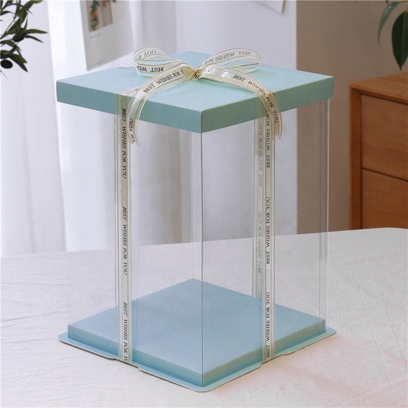 Tall Square Transparent Clear Box with Base and Lid - Elegant Supply