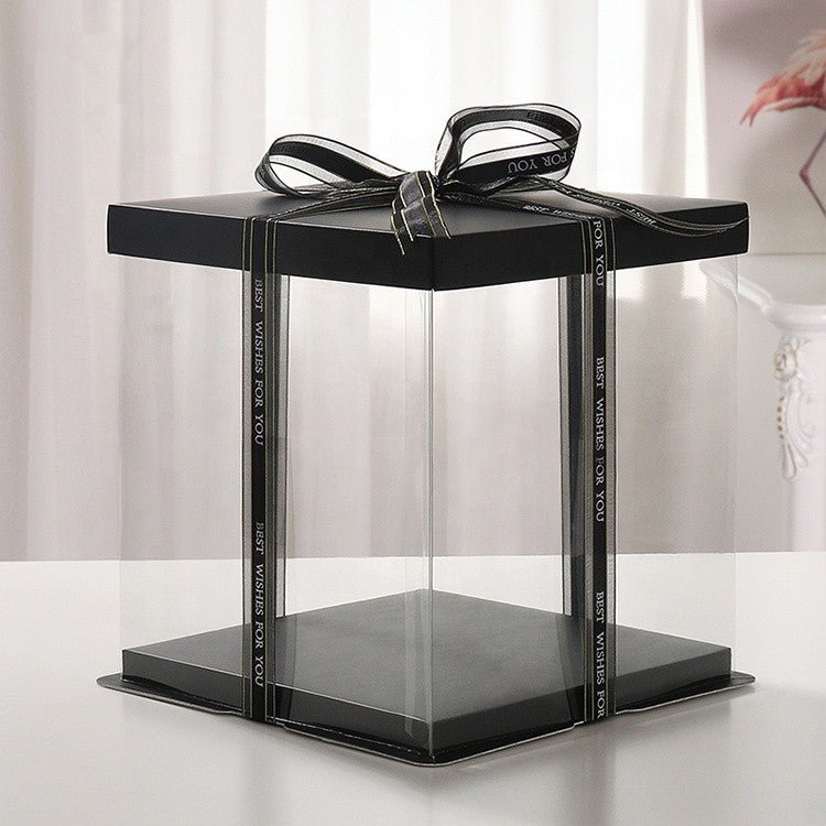 Tall Square Transparent Clear Box with Base and Lid - Elegant Supply