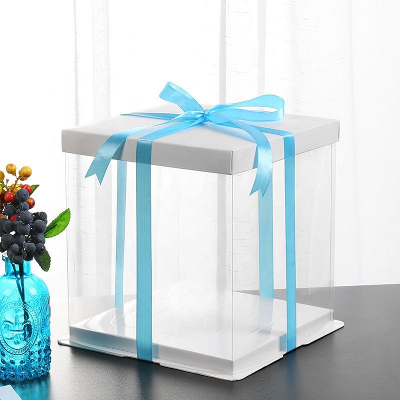 Tall Square Transparent Clear Box with Base and Lid - Elegant Supply
